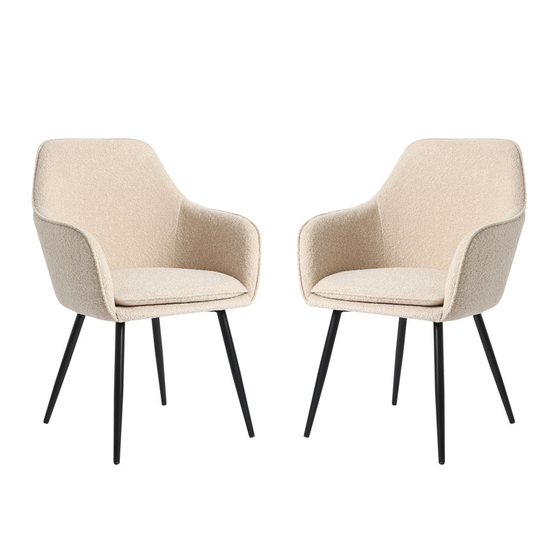 Coucou Upholstered Dining Chair, Cream Boucle, Black