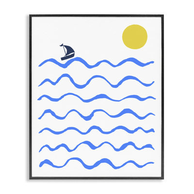 «Blue Waves» et voilier, art de la giclée encadrée par lhusseh Hussein bk-022