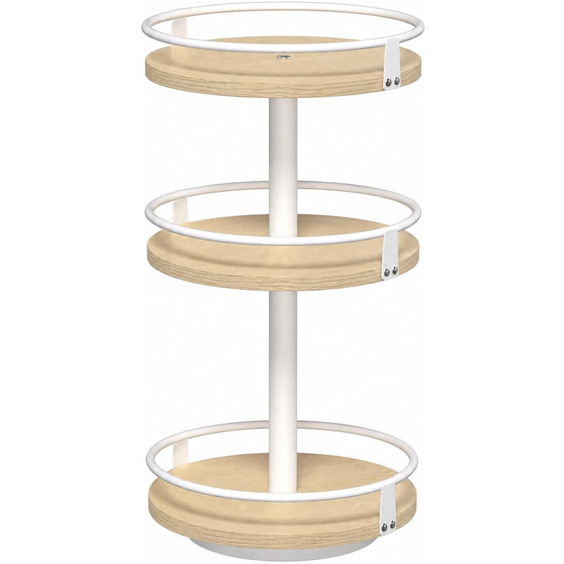 3-Tier Rotating Spice Storage Rack, White + Natural