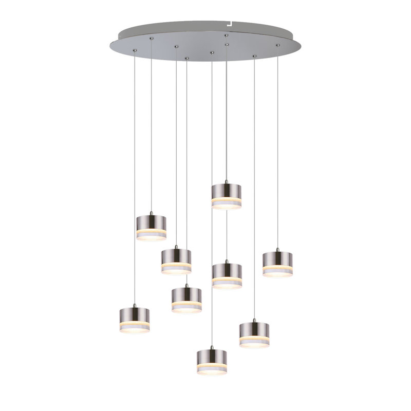Luminaire suspendu tambour 9 lumières Barnsdall, Nickel