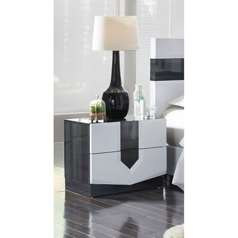 Table de chevet Zebrano Accent, finition haute brillance, panneau de fibres à densité moyenne et panneau de particules