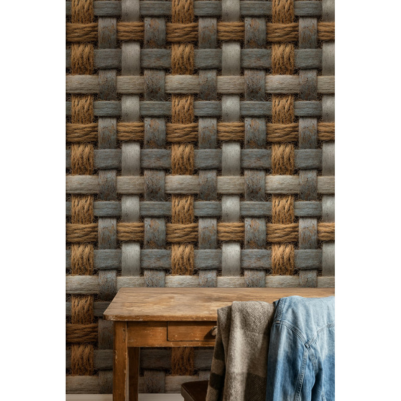 Papier peint tissé à motif géométrique rustique, Non tissé, non collé