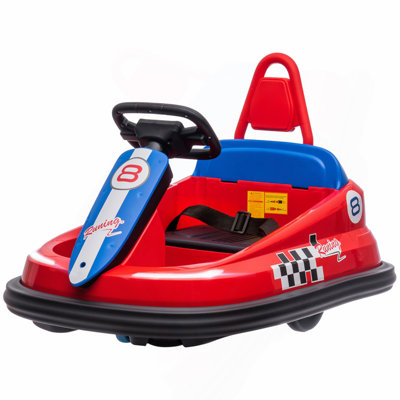 Toddler Bumper Car, 360° Rotation 6V Kids Electric Ride on Bumper Car with EVA Bumper Edges, Twins Motor, Songs, Horn, LED Lights, Safety Belt for 18-48 Months, Red
