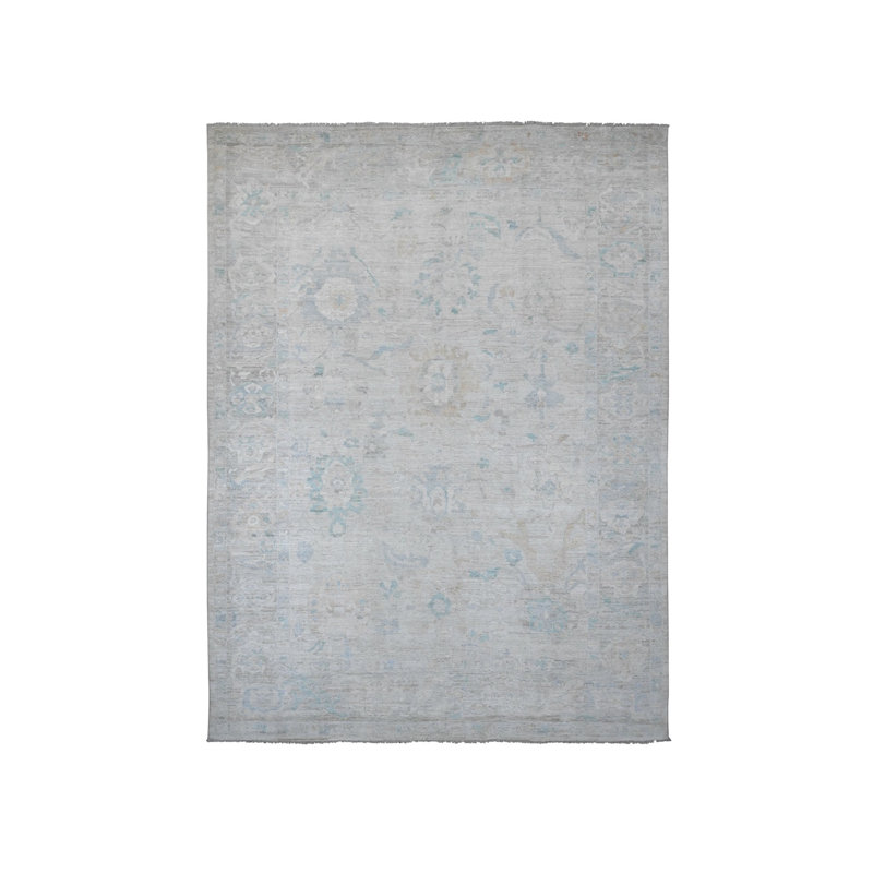 Tapis blanc en laine noué à la main 10 pi x 13 pi 4 po E3F9EB71991C43F5AC1EC7ABCAC2F659