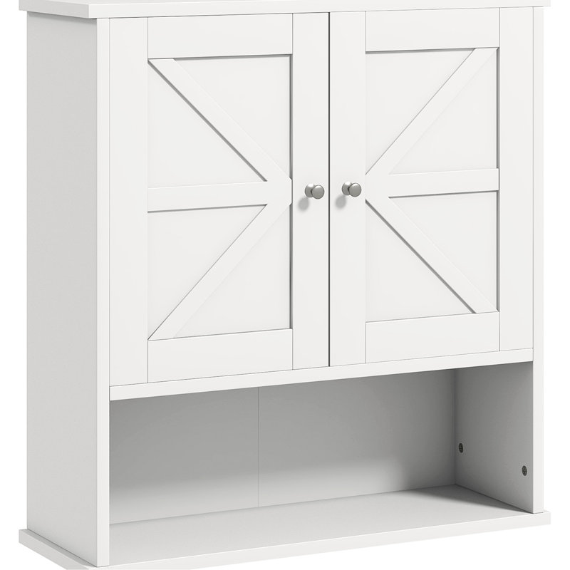 Étagère de salle de bain murale blanche avec armoire de rangement réglable pour tablettes
