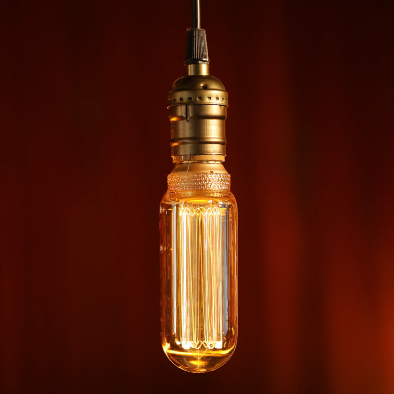 Dimmable 3.5W LED T14 Tubular Edison Bulb, E26 Base, UL Listed, Amber Glass, 2000K Soft Warm