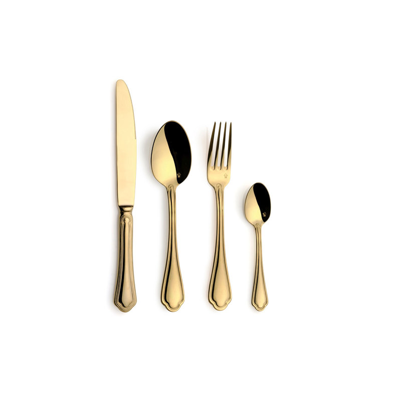 Mercer41 Eastridge 24 Piece Stainless Steel Cutlery Set , Service for 6, Gold