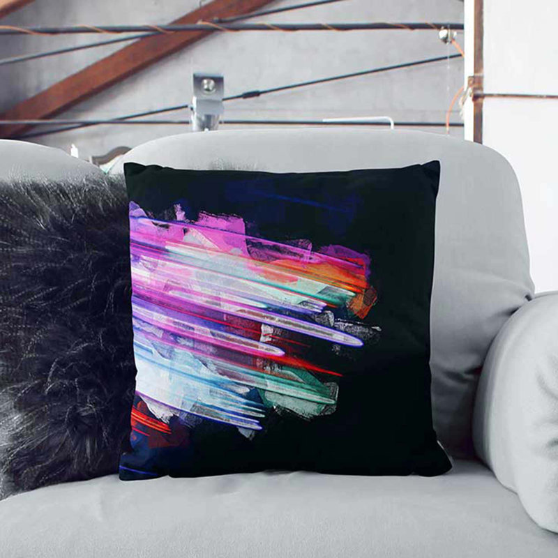 Abstract Square Cushion, 55cm H x 55cm W x 20cm D, White