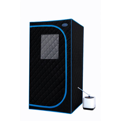 Tente portative noire à vapeur pleine grandeur - Spa personnel avec générateur, télécommande, fauteuil pliable. Facile à installer, chauffage rapide et ul. Isolation, tissu imperméable, 360 buses. 9 réglages de vitesse,