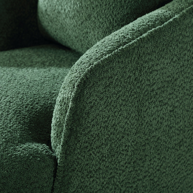 Upholstered Swivel Barrel Chair, Green Polyester Blend