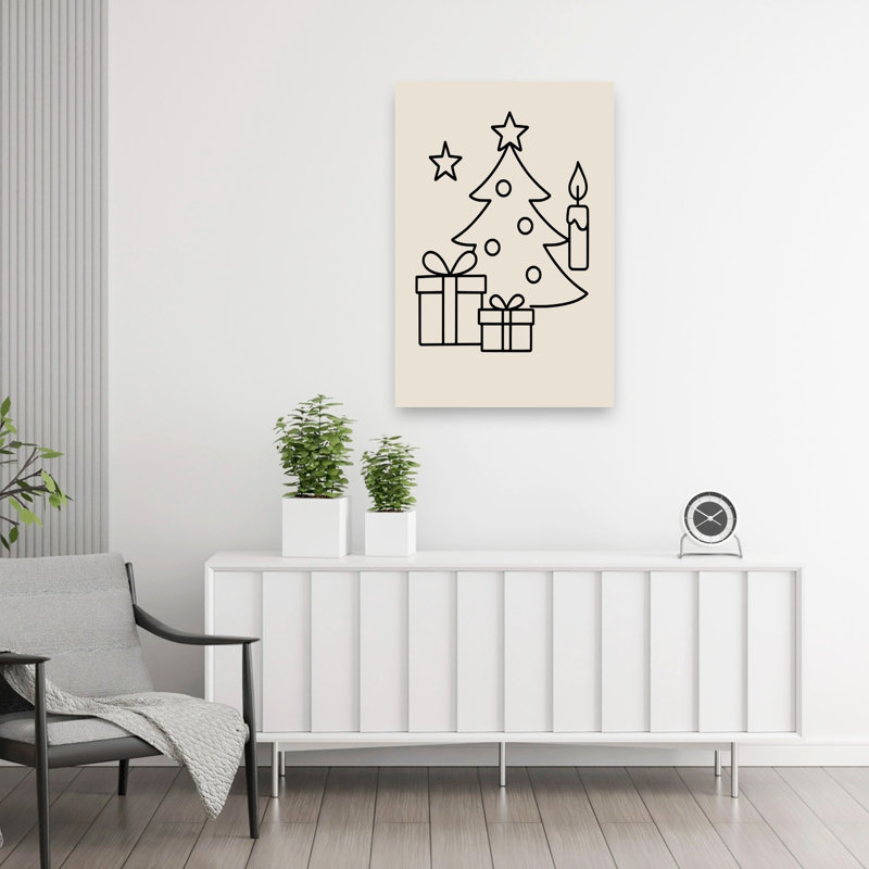 Impression d'art mural paysage de Noël abstrait, 36" H x 24" W
