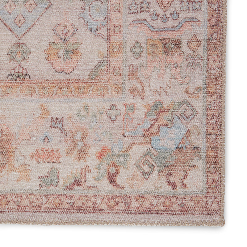 Tapis rosé / bleu Elodie, Tapis de couloir 2 pi 6 po x 7 pi 6 po