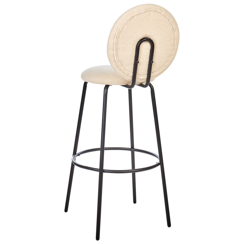 Rheuark Upholstered Counter Stool with Metal Frame, Light Beige