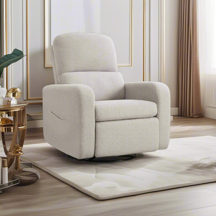 Reiby 36" Modern Upholstered Boucle Fabric Swivel and Rocker Glider Recliner