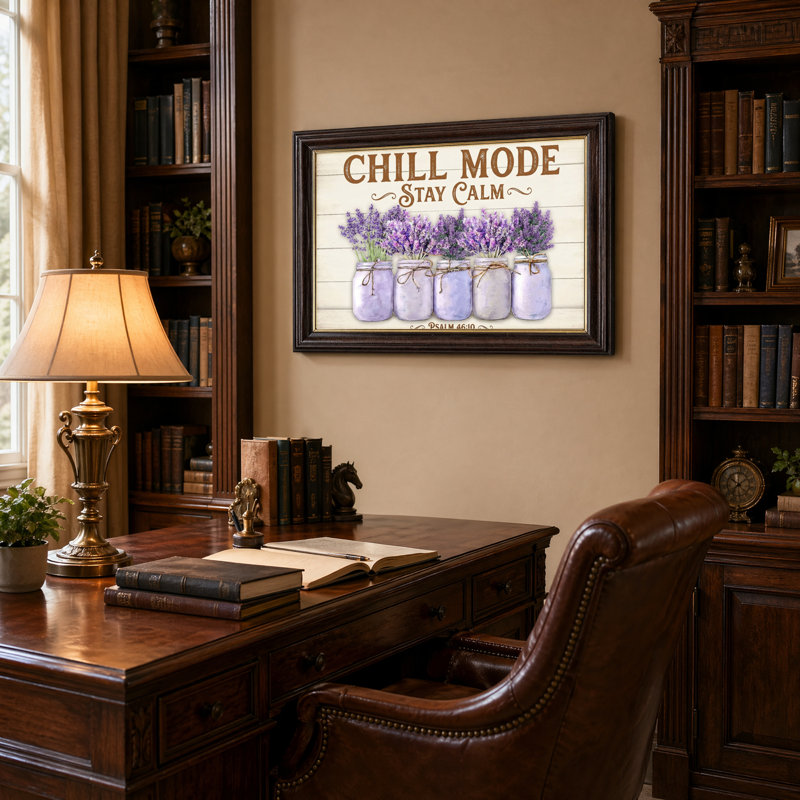 Art mural antique sur toile encadré doré pour le salon, la chambre à coucher, le bureau ou le vestibule - Décoration murale décorative avec pots de lavande