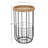 Scenic Metal Side End Black Accent Table with Brown Wood Top and Wire Basket Storage