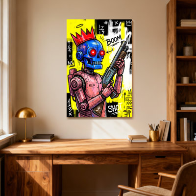 Fashion Robot King With Crown And Shotgun