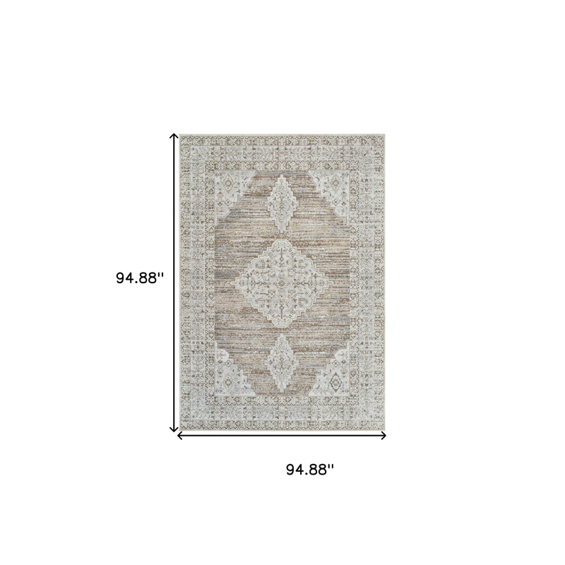 Beige and Brown Abstract Distressed Area Rug