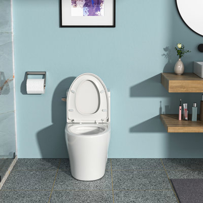 Ceramic Toilet With - One Piece, White, Soft Closing Seat, Tornado Flush, Long Service Life 360-Degree Flushing High , Quiet Operation