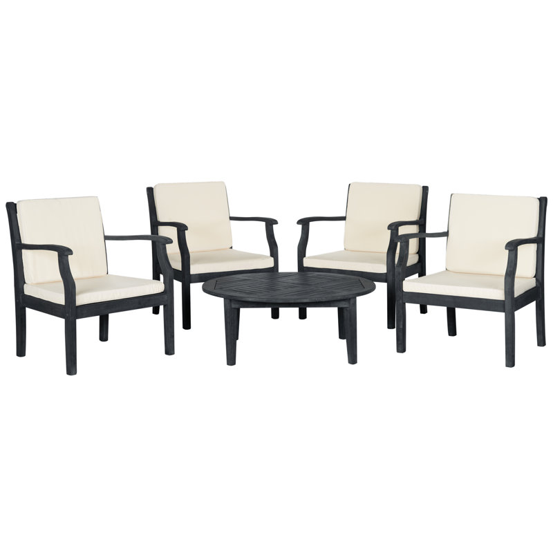 Ensemble de conversation avec coussins 5 pièces Kamyri, Gris ardoise foncé