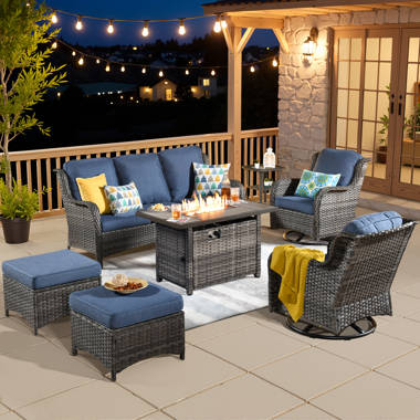 Homsido Garden Outdoor Patio Love Seat,Boho Rattan Chair Sofa