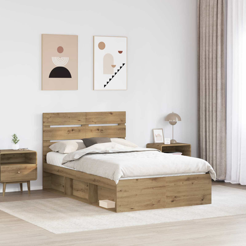 Solid Wood Bed, Small Double (4'), Artisian Oak