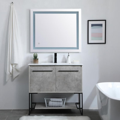 Ensemble de meuble-lavabo simple 36 po avec armoire et plateau en résine Elegant Lighting Cerny Ree (gris béton)