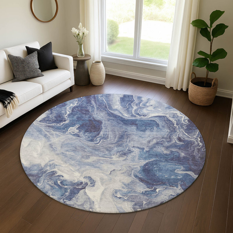 Premium Machine Washable Mehara AMF1687 Abstract Rug, Round 8'
