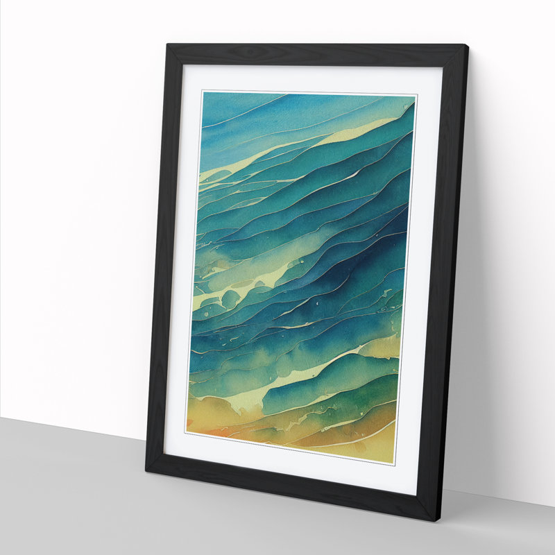 Watercolour Ocean Vol.6 - Single Picture Frame Print, 64cm H x 46cm W x 2cm D, Black