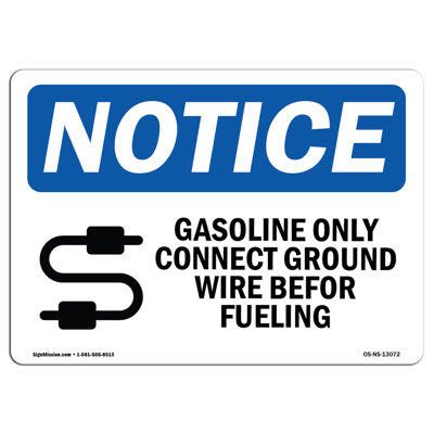 Gasoline Only Connect Ground Sign with Symbol