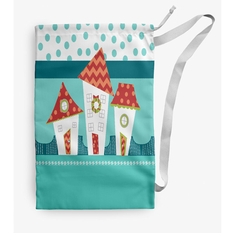 Sac à linge maisons de Noël, Vert, Petit (H 29 po x l 18 po)