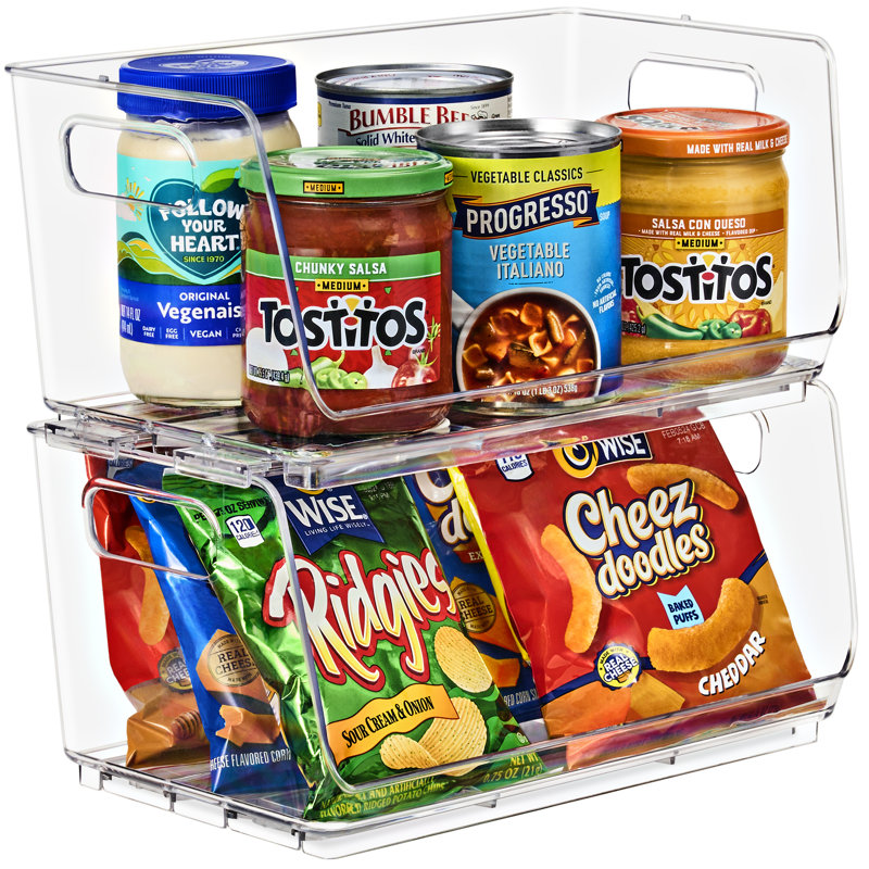 Sorbus 2 Pack Small Clear Open Front Stackable Kitchen and Fridge Storage Bins