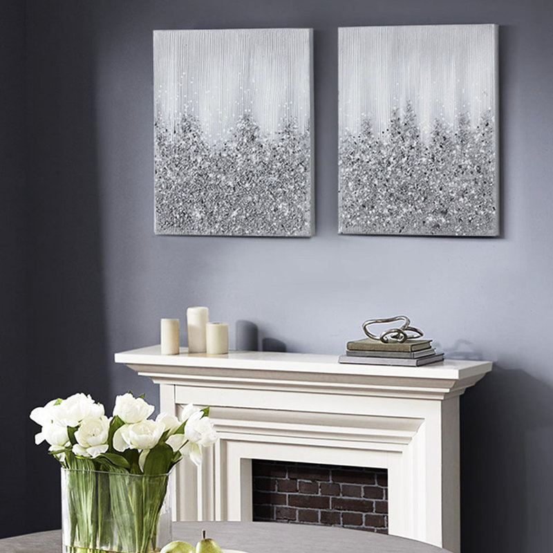 Art sur toile, très embelli de paillettes et de pierres, brossé à la main, 22 x 28 po, art d'intérieur,