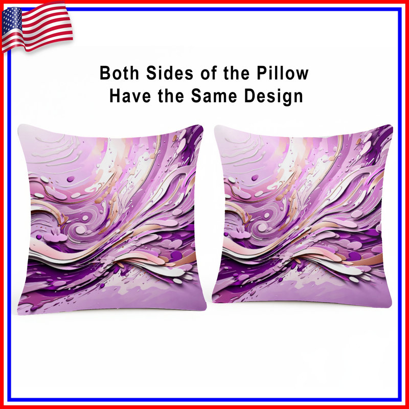Purple Swirl Abstract Double Sided Throw Pillows, 14 x 14 inches