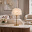 Lampe de table en plumes blanches de 17,7 po avec accents en cristal K9 et base dorée, lampe de chevet à température de 3 couleurs pour la chambre à coucher