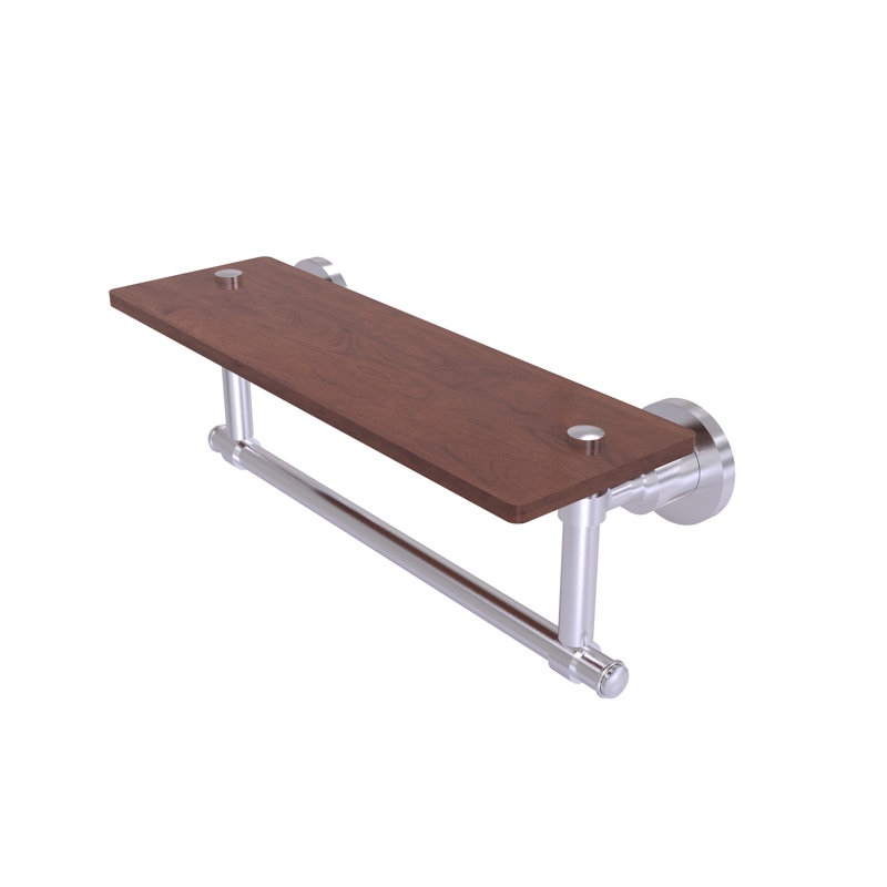 Arviso Bracket Shelf with Towel Bar, Satin Chrome, 5" H x 16" W x 5" D