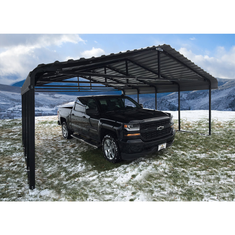 Galvanized Steel Carport, 20X20X7, Charcoal