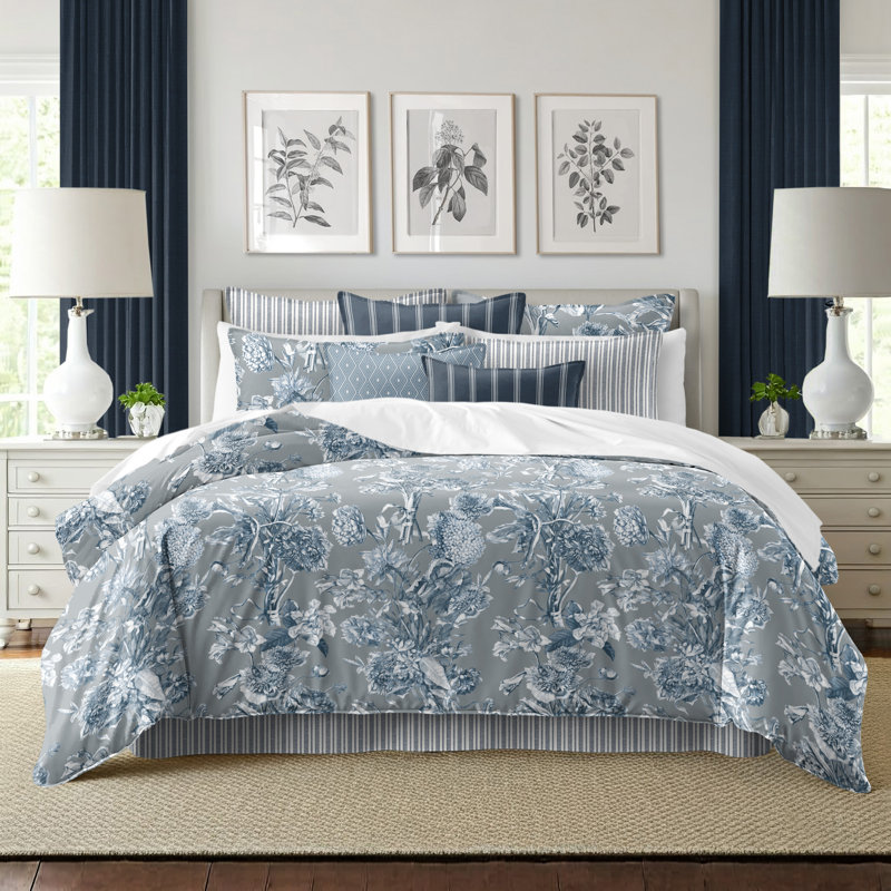 Alexandria Shadow Cotton Comforter Set, Queen Comforter + 7 Additional Pieces