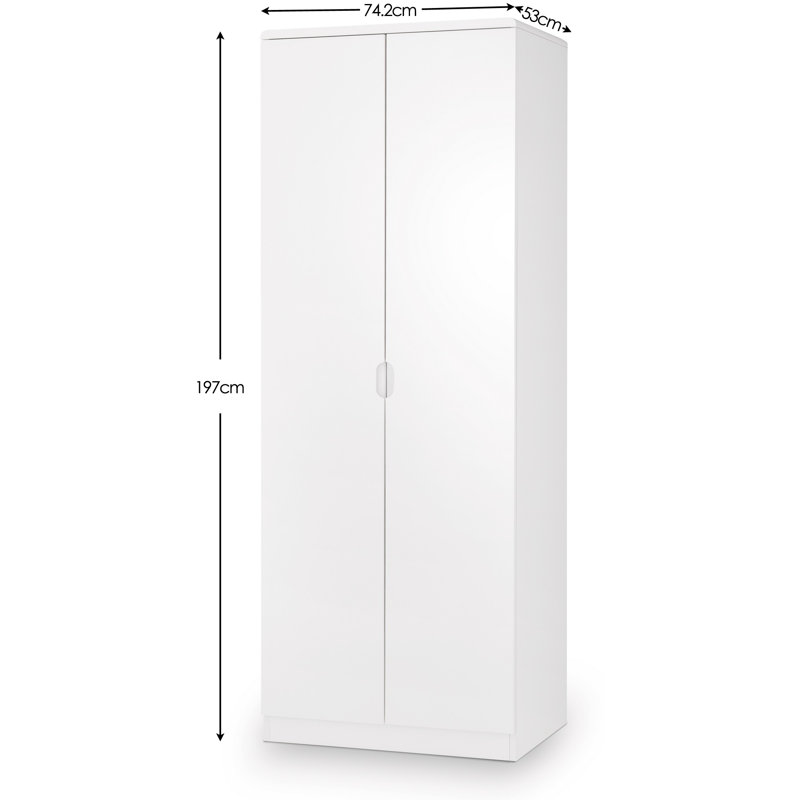 Mulak 2 Door Solid Wood Wardrobe, White High Gloss