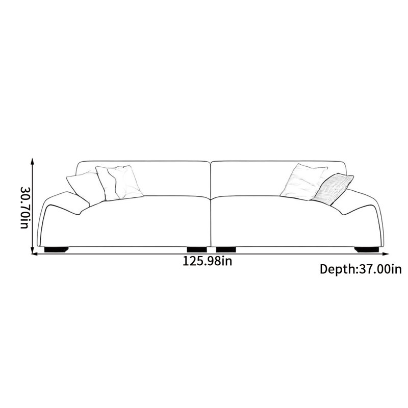 Canapé simple luxueux italien, H 30,7 po x l 125,98 po x P 37 po, 5
