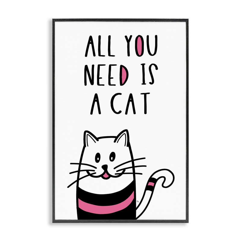 «All You Need Is Cat», estampe numérique, design par Martina Pavlova, H 18 po x l 12 po, Noir