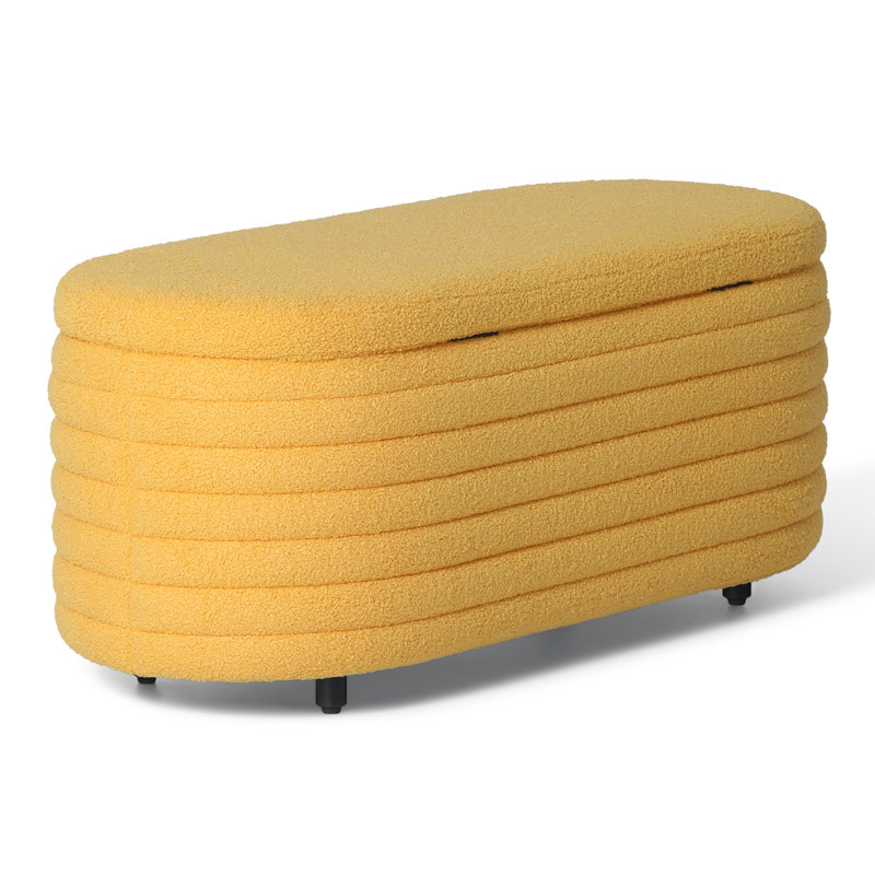 Bayville 42" Wide Sherpa Storage Bench, Gold, 18.1" H x 42.5" W x 17" D