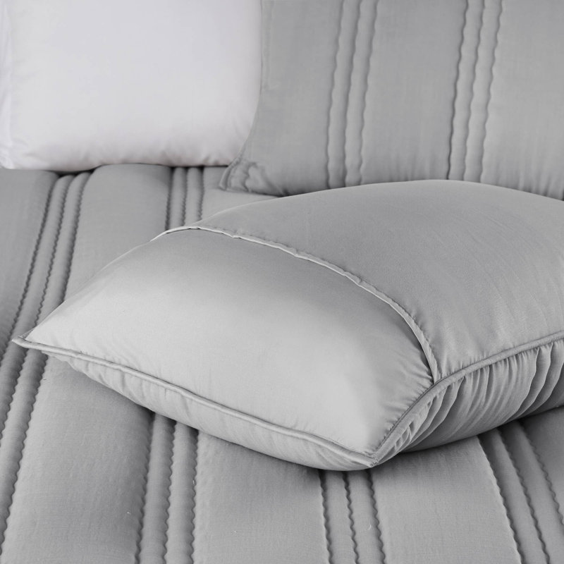 Ensembles de literie gris antimicrobien, courtepointe en polyester 3 pièces pour chambres à coucher modernes