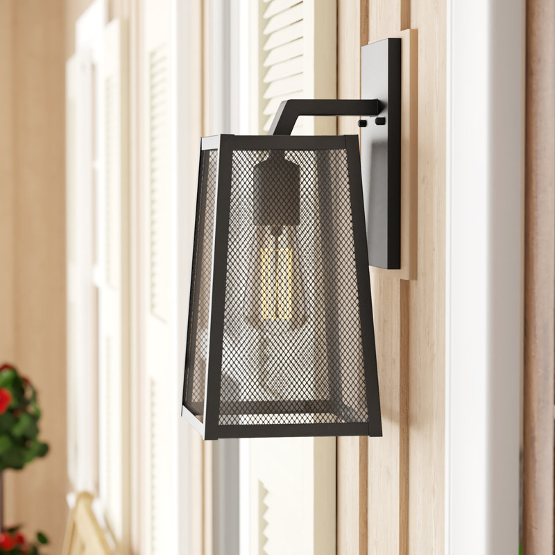Charlene Steel Wall Light, 14.5" H x 8" W x 7.5" D, Black