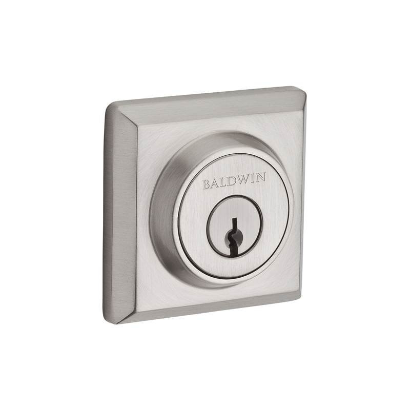 Square Single Cylinder Deadbolt with Smartkey, Satin Nickel
