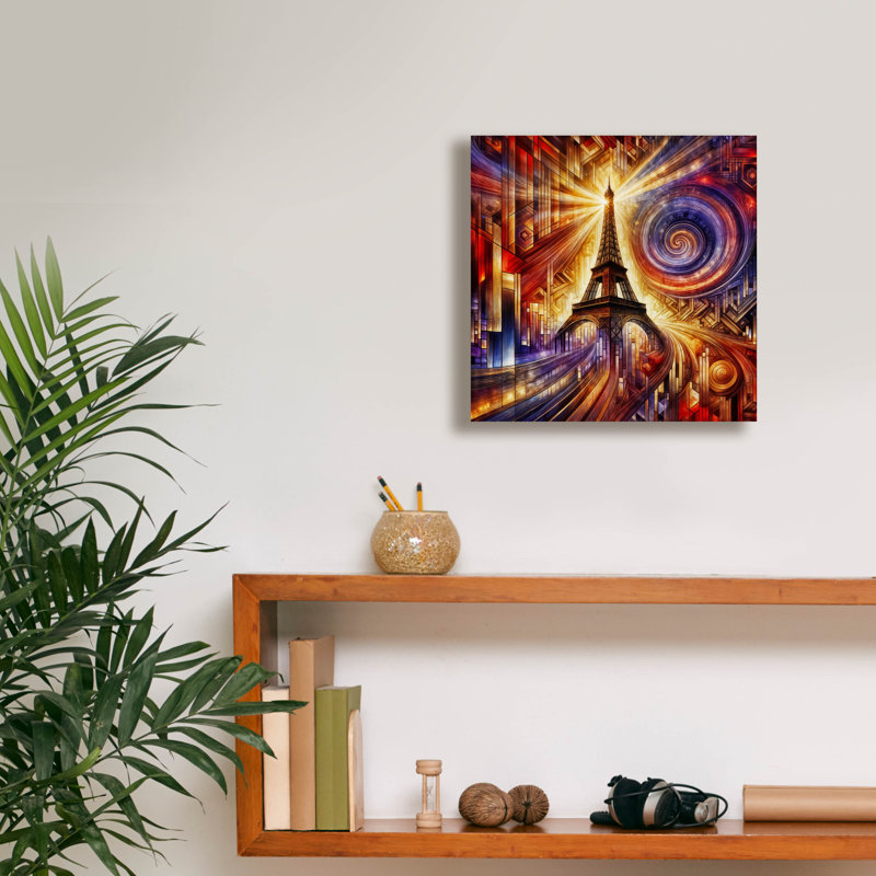  «Eiffel Tower, Paris Abstract» par Rey Klimt, art mural sur toile, 12 po x 12 po, H 12 po x l 12 po x P 0,75 po