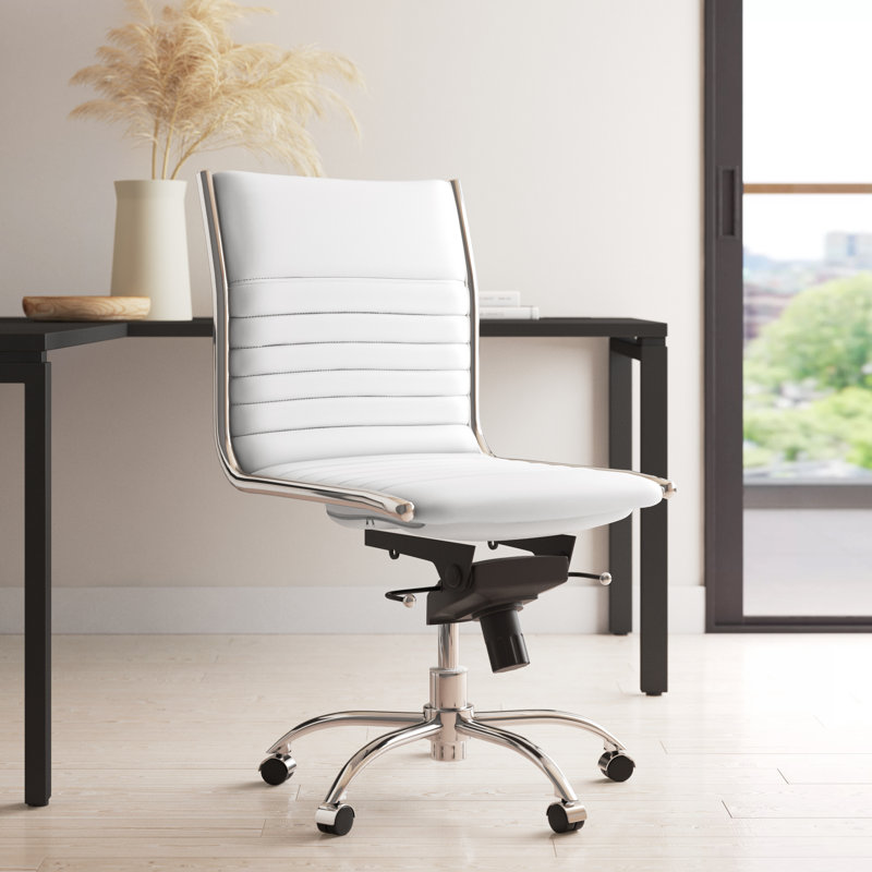 Chaise de travail Naida, Non, Similicuir blanc