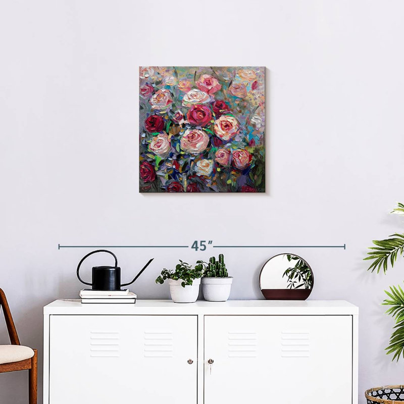 Harnek roses en fleurs, H 20 po x l 20 po