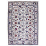 Hand Knotted Wool Area Rug in Silver