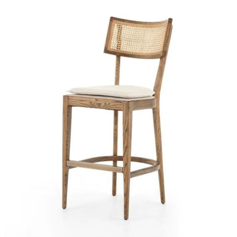 Arlo Cane Back Upholstered Counter Stool, Brown